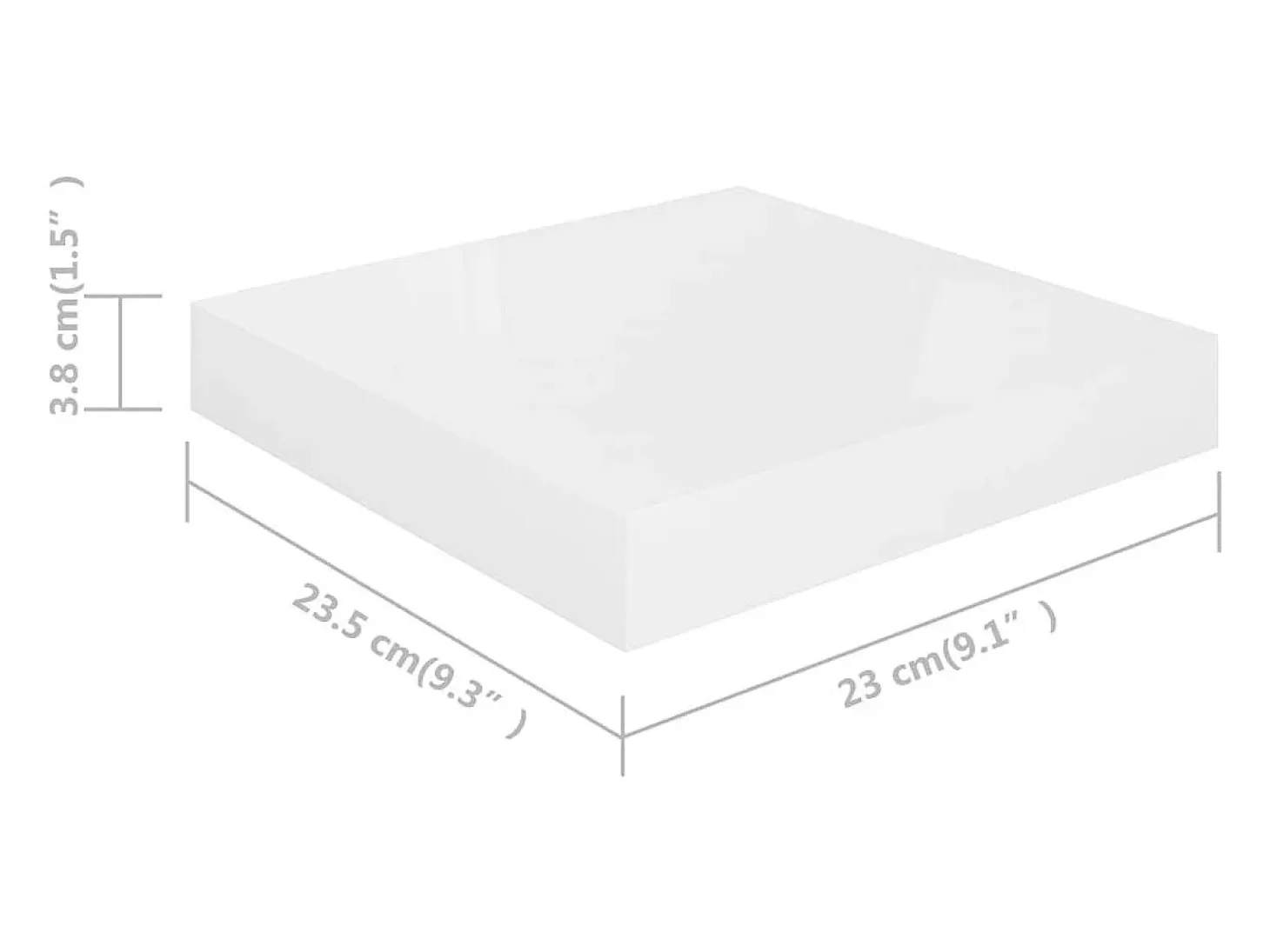 Estante flotante de pared MDF blanco brillo 23x23,5x3,8 cm