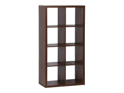 Estante librería 4 niveles 8 compartimentos nogal