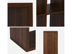 Estante librería 4 niveles 8 compartimentos nogal