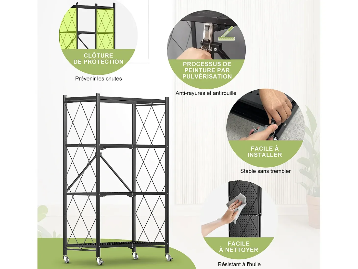 Estante plegable de 3-4 niveles para organizar el hogar, la cocina y la oficina - HomeMiYN