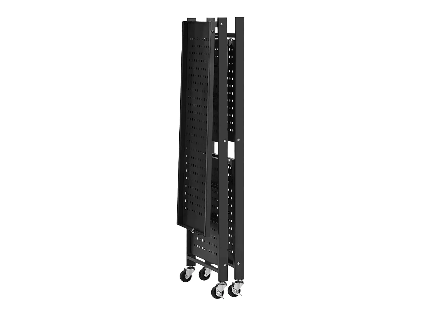 Estante Plegable SucceBuy Estantería Plegable de 3 Niveles, 71 x 33 x 91 cm, Metal Resistente, con Ruedas y Ganchos, para Despensa, Cocina. Color Negro