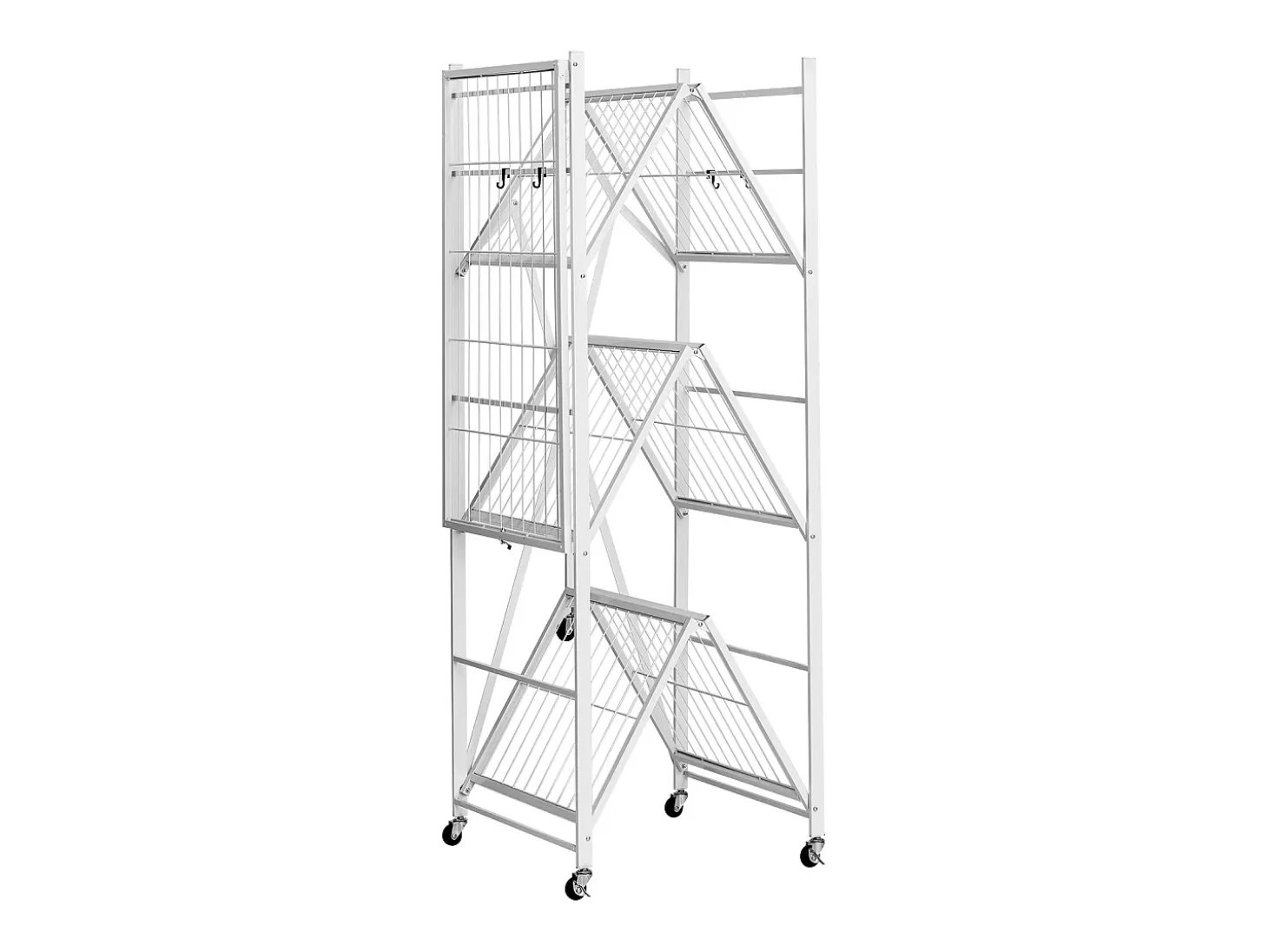 Estante Plegable SucceBuy Estantería Plegable Móvil de 4 Niveles, 91 x 53 x 152 cm, Estructura Metálica Robusta, Capacidad Estática de 340 kg y Dinámica de 90,7 kg