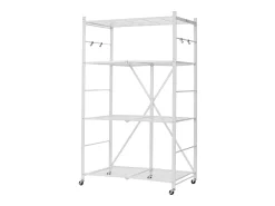 Estante Plegable SucceBuy Estantería Plegable Móvil de 4 Niveles, 91 x 53 x 152 cm, Estructura Metálica Robusta, Capacidad Estática de 340 kg y Dinámica de 90,7 kg