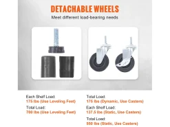 Estante SucceBuy Estante de Almacenamiento para Garaje, Soporte de Almacenamiento con 4 Niveles Ajustables, Carga de 318KG
