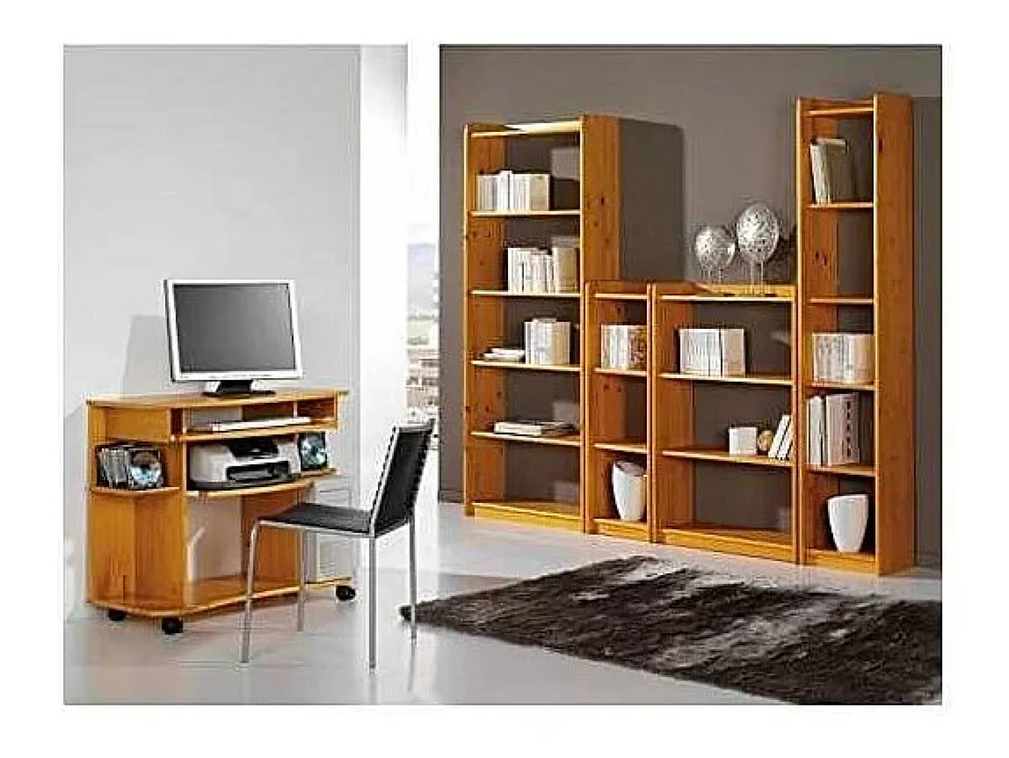 Estantería 4 baldas Altea en acabado madera maciza de pino color miel 120 cm(alto)80 cm(a