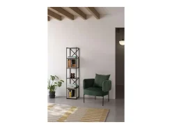 Estantería 2 cubos y estantes modelo Berta-36 acabado negro/crema, 179cm(alto) 36cm(ancho