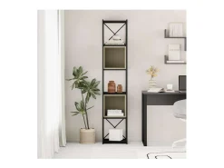 Estantería 2 cubos y estantes modelo Berta-36 acabado negro/verde, 179cm(alto) 36cm(ancho