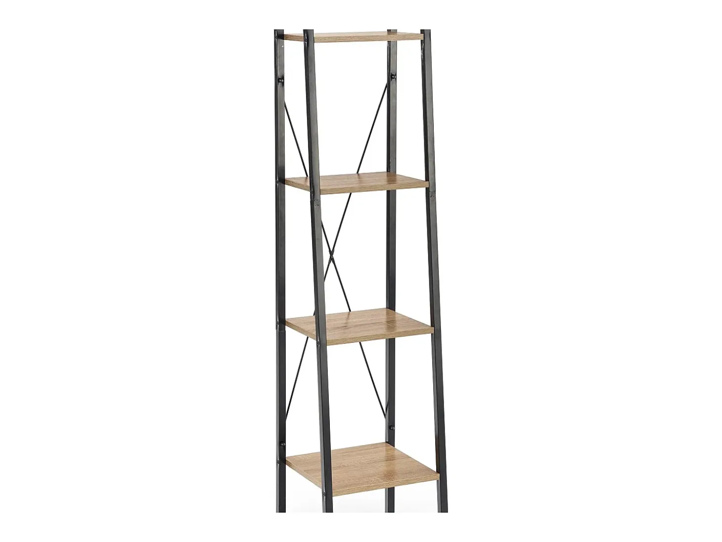 Estantería - Escalera de diseño 34 x 148 cm estilo roble y acero negro Loggia