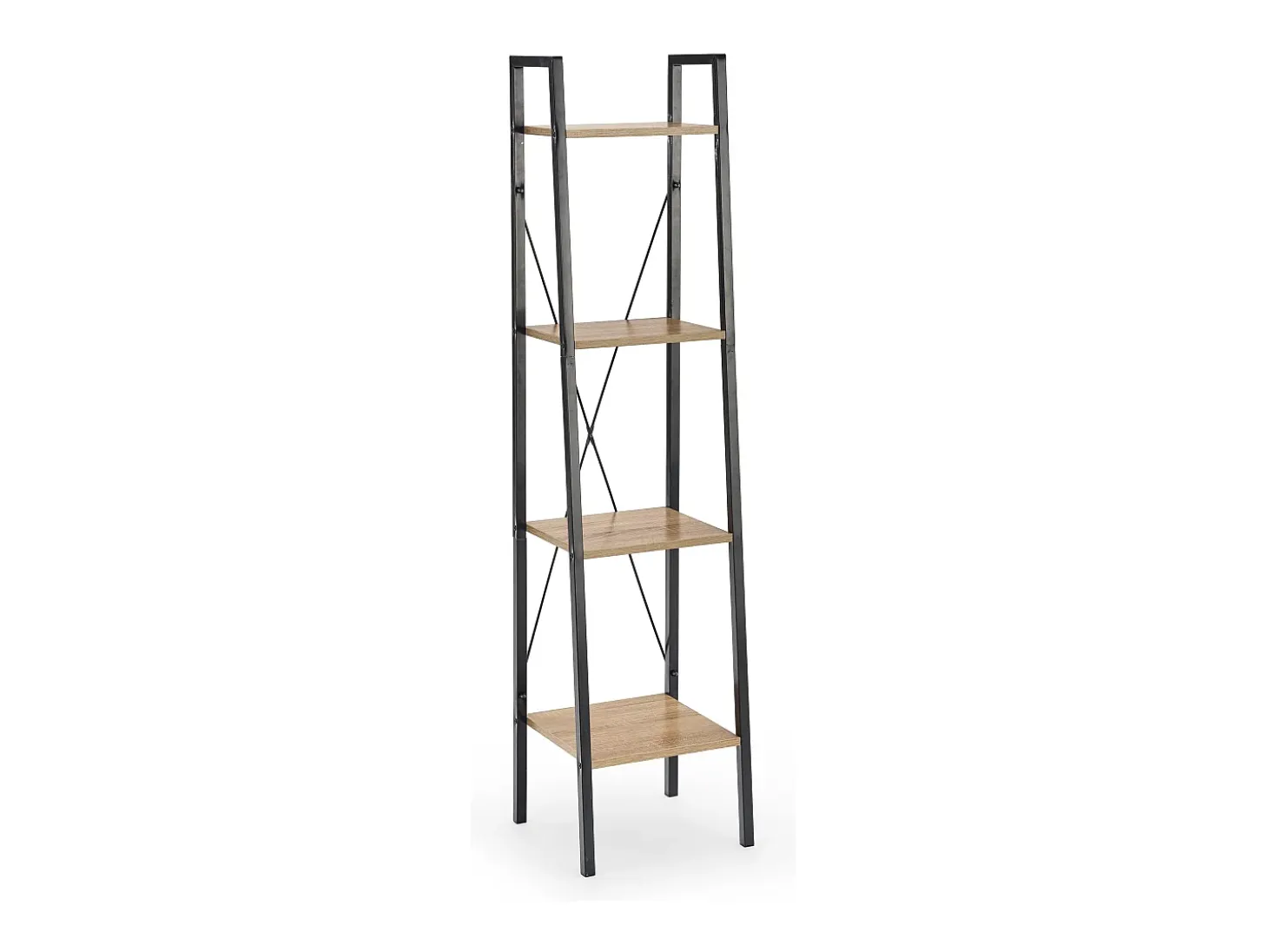 Estantería - Escalera de diseño 34 x 148 cm estilo roble y acero negro Loggia