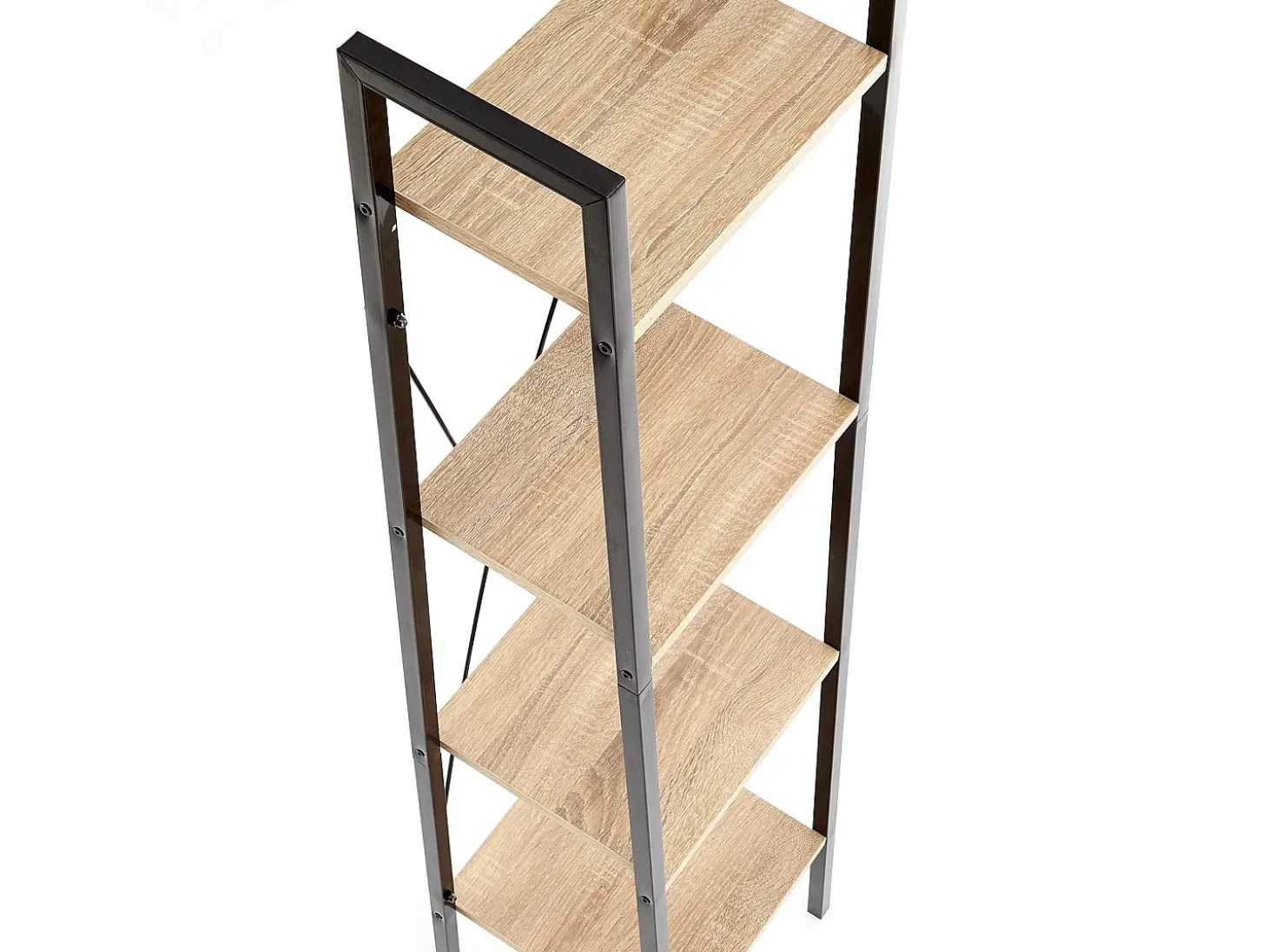 Estantería - Escalera de diseño 34 x 148 cm estilo roble y acero negro Loggia