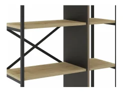 Estantería 5 estantes modelo Eva-87 acabado roble/negro, 175cm(alto) 87.5cm(ancho) 35cm(l