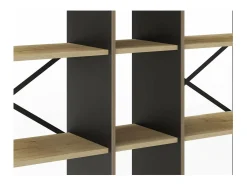 Estantería 5 estantes modelo Eva-143 acabado roble/negro, 175cm(alto) 143.5cm(ancho) 35cm