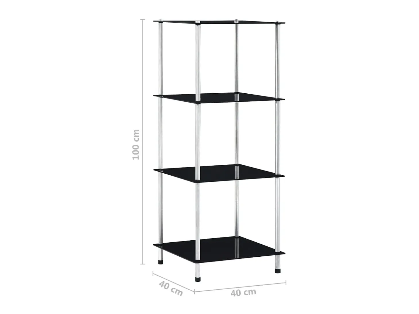 Estantería 4 niveles cristal templado negro 40x40x100 cm ES520813