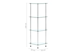 Estantería 4 niveles cristal templado transparente 30x30x100 cm