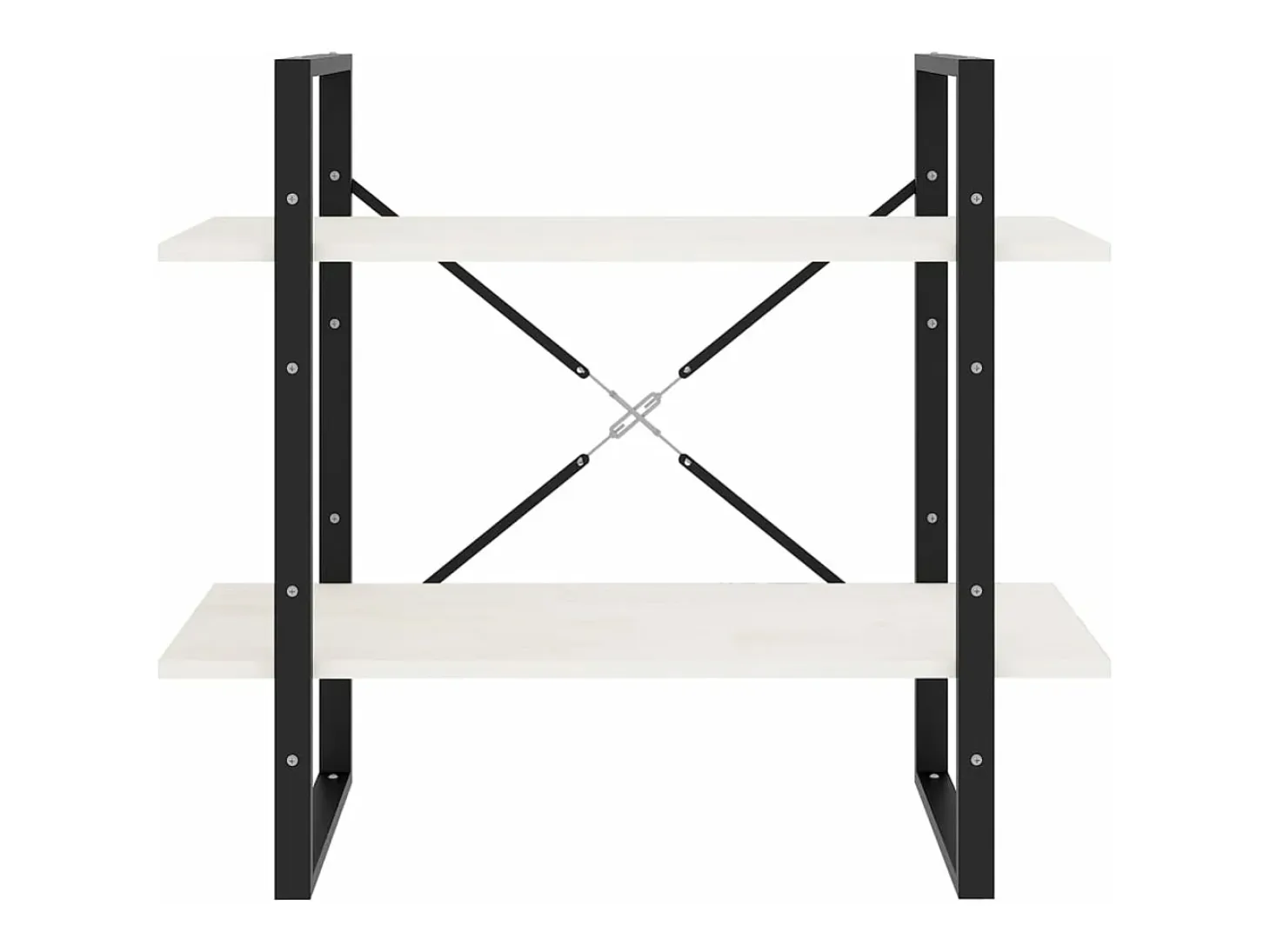 Estantería 2 niveles madera maciza de pino blanco 80x30x70 cm