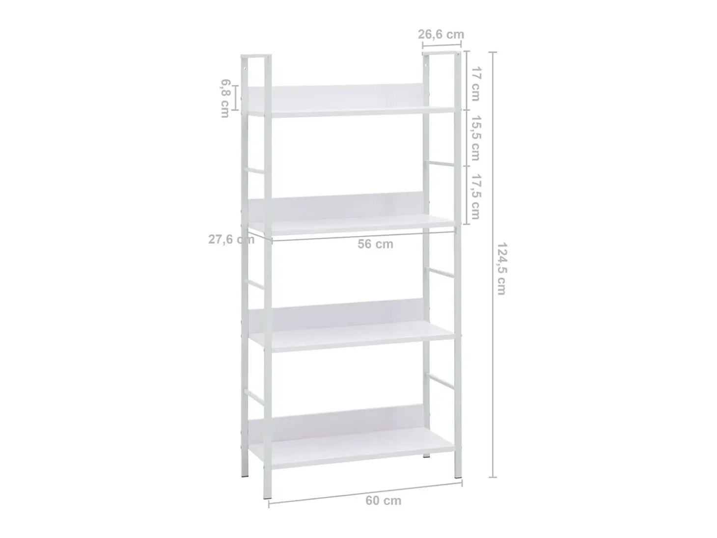 Estantería 4 niveles madera ingeniería blanco 60x27,6x124,5 cm