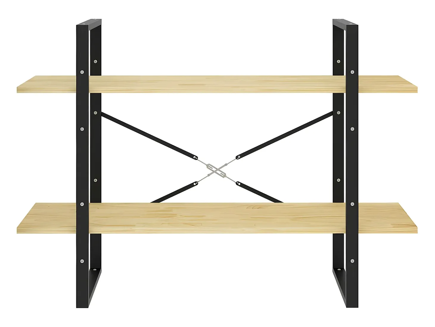 Estantería 2 niveles madera maciza de pino 100x30x70 cm