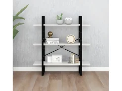 Estantería 3 niveles madera maciza de pino blanco 100x30x105 cm