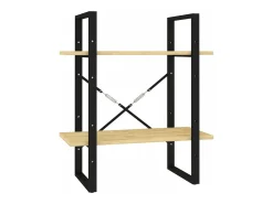 Estantería 2 niveles madera maciza de pino 60x30x70 cm