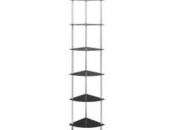 Estantería 6 niveles vidrio templado negro 30x30x160 cm ES941654