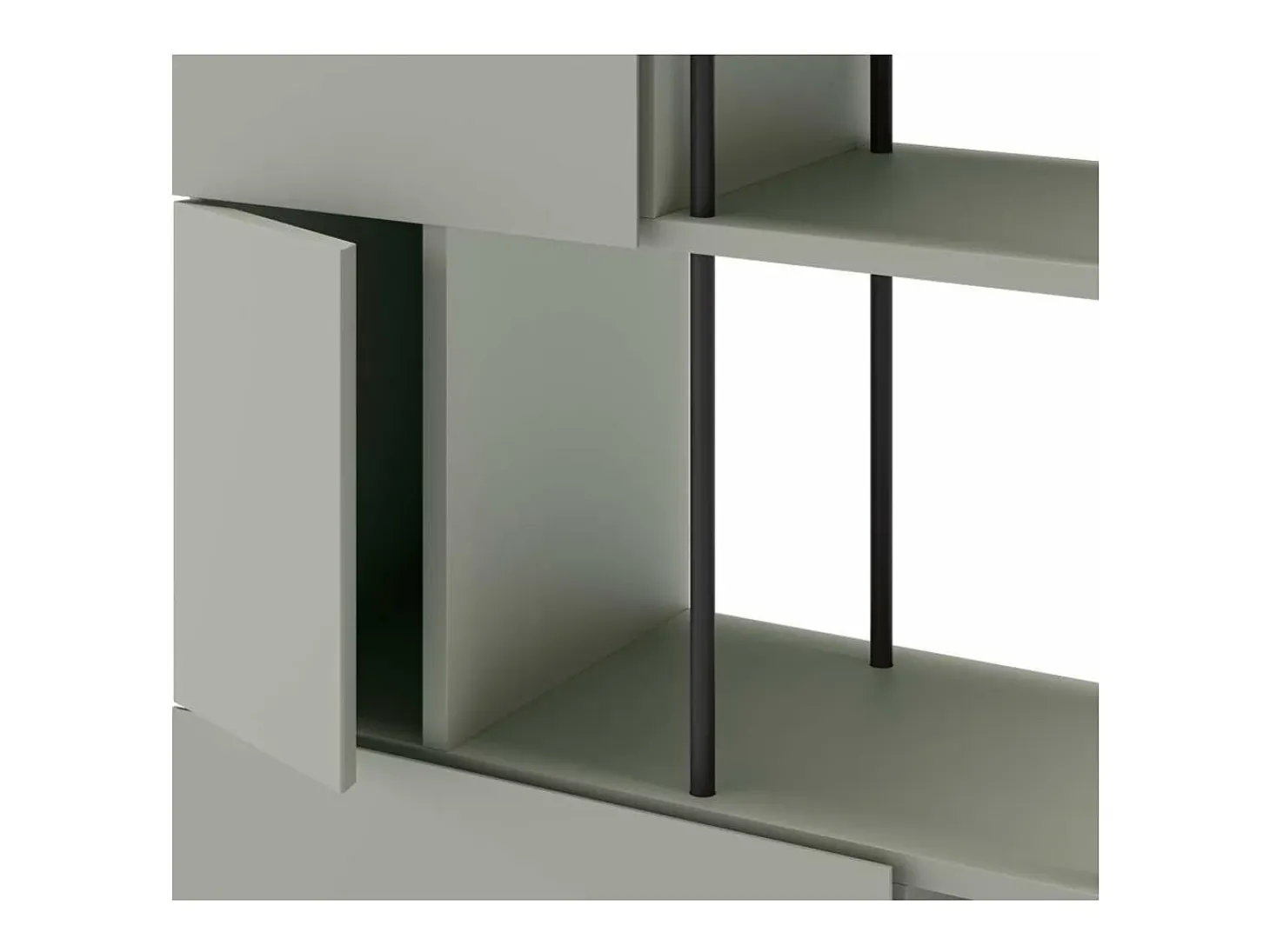 Estantería 5 puertas y estantes modelo Mallorca acabado verde/negro, 175cm(alto) 84cm(anc