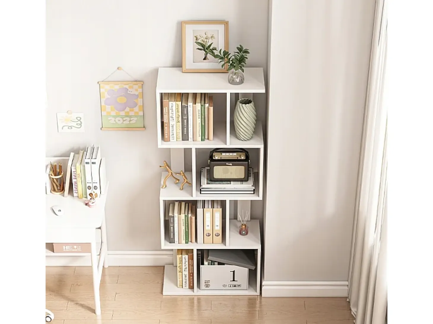 ESTANTERÍA ABIERTA DE PIE BLANCA ESTANTE ARMARIO BIBLIOTECA MODERNA LOFT 140 CM