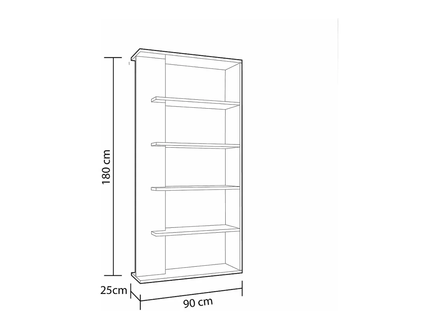 Estantería Alida alta de 5 estantes acabado blanco artic/roble, 180 cm(alto)90 cm(ancho)2