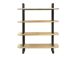 Estantería alta de 180x150x35 cm con 4 estantes y estructura metálica en negro Moonie