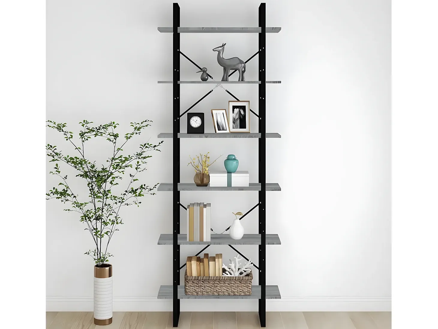 Estantería alta madera contrachapada gris Sonoma 80x30x210 cm