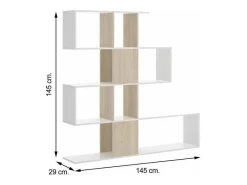 Estantería Andujar acabado blanco brillo/ natural, 145 cm(alto)145 cm(ancho)29 cm(fondo)