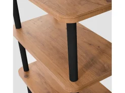 Estantería baja de diseño SOFIE 180 cm madera natural y patas negras, 3 estantes melaminados, montaje sin herramientas
