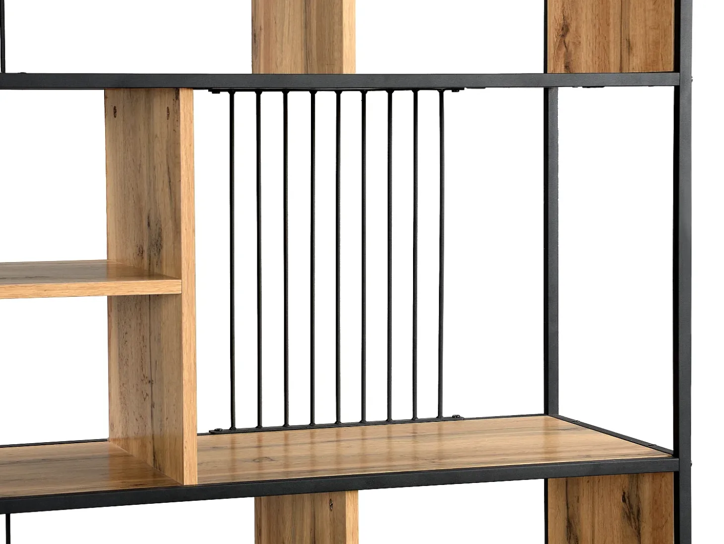 Estantería con 9 compartimentos de MDF y acero - Natural y Negro - LEMAVIA