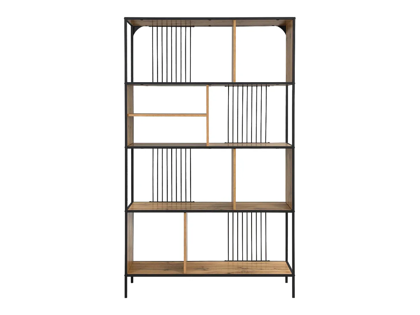Estantería con 9 compartimentos de MDF y acero - Natural y Negro - LEMAVIA