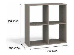 Estantería con 4 estantes - 74 cm - Gris - MALAX