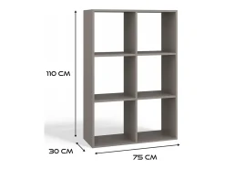 Estantería con 6 estantes - 110 cm - Roble artesanal / Antracita - MALAX