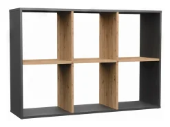 Estantería con 6 estantes - 110 cm - Roble artesanal / Antracita - MALAX