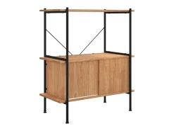 Estantería con armario 3 niveles madera y acero 80x40x92 cm ES618108