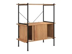 Estantería con armario 3 niveles madera y acero 80x40x92 cm ES618108