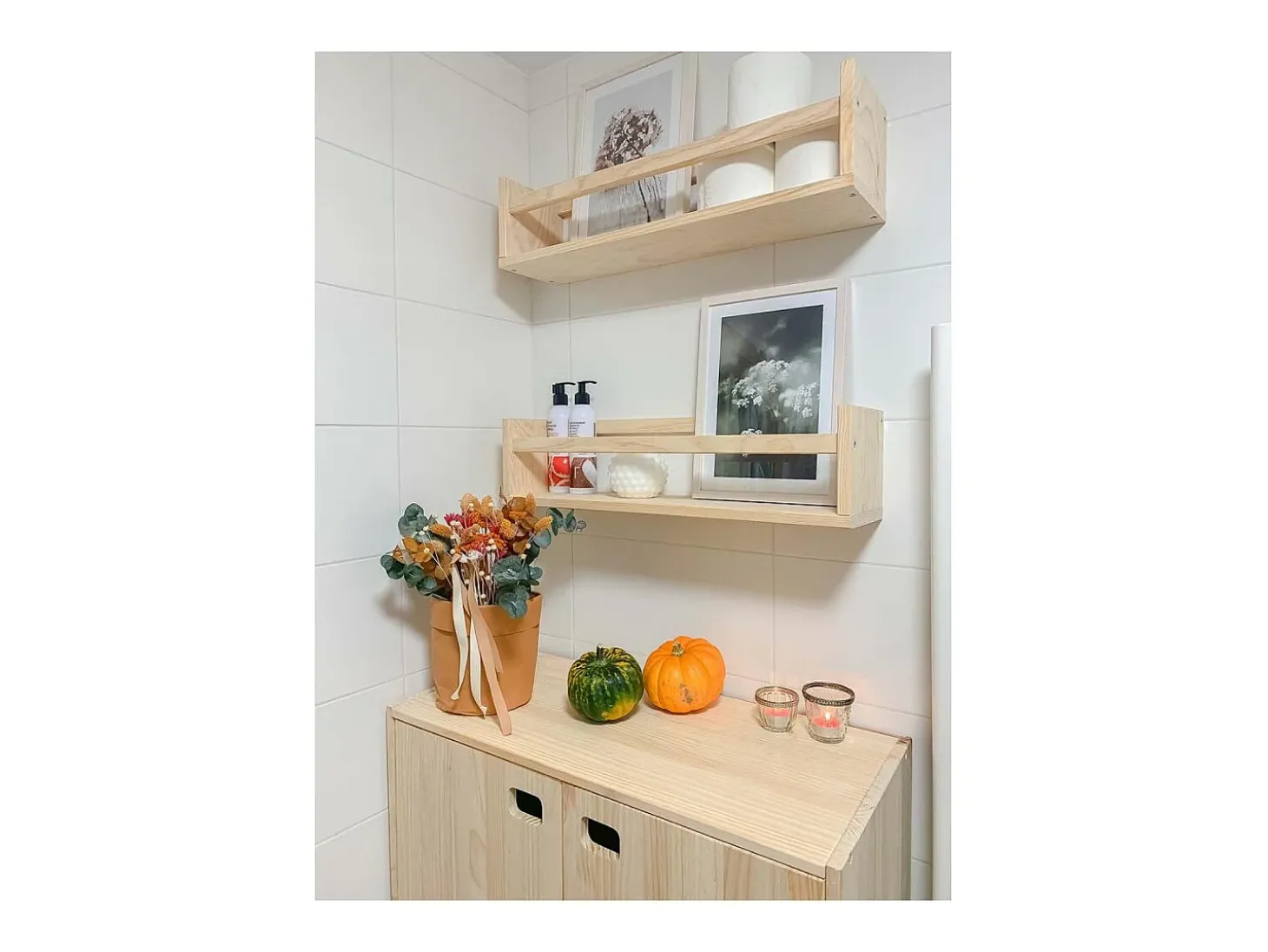 Estantería con barra central de pino Kit Line 40 cm