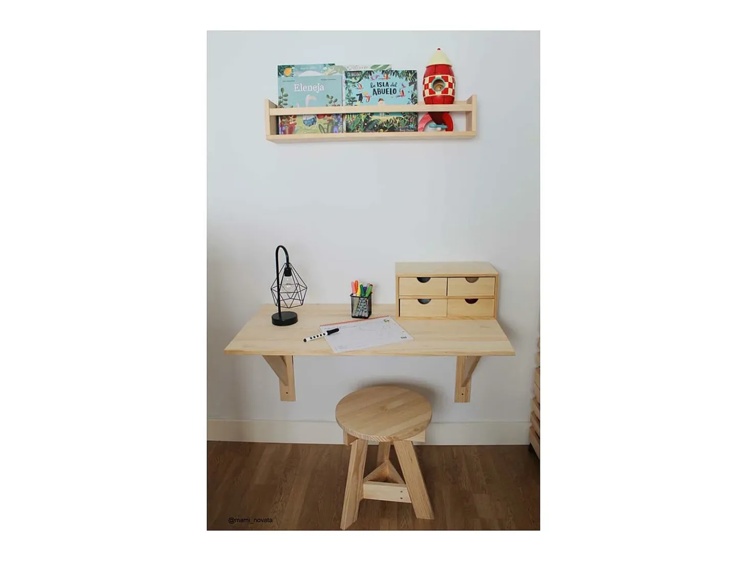 Estantería con barra central de pino Kit Line 40 cm