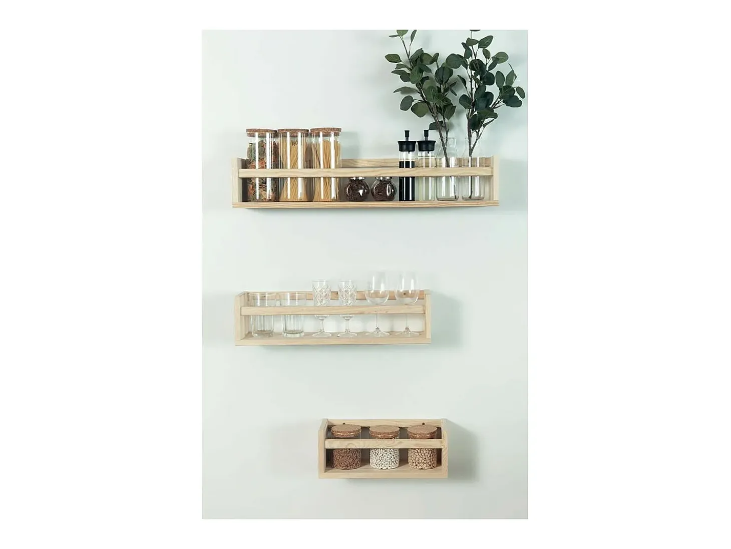 Estantería con barra central de pino Kit Line 40 cm
