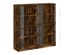 Estantería con puertas madera roble ahumado 136x37x142 cm