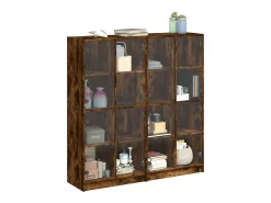 Estantería con puertas madera roble ahumado 136x37x142 cm