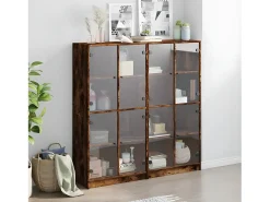 Estantería con puertas madera roble ahumado 136x37x142 cm
