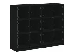 Estantería con puertas madera de ingeniería negro 136x37x109 cm