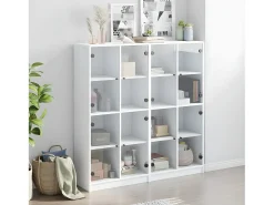 Estantería con puertas madera de ingeniería negro 136x37x142 cm