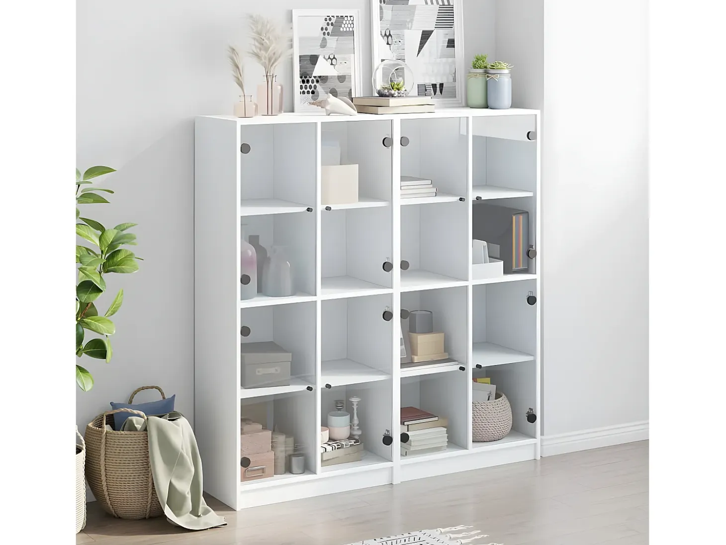 Estantería con puertas madera de ingeniería negro 136x37x142 cm