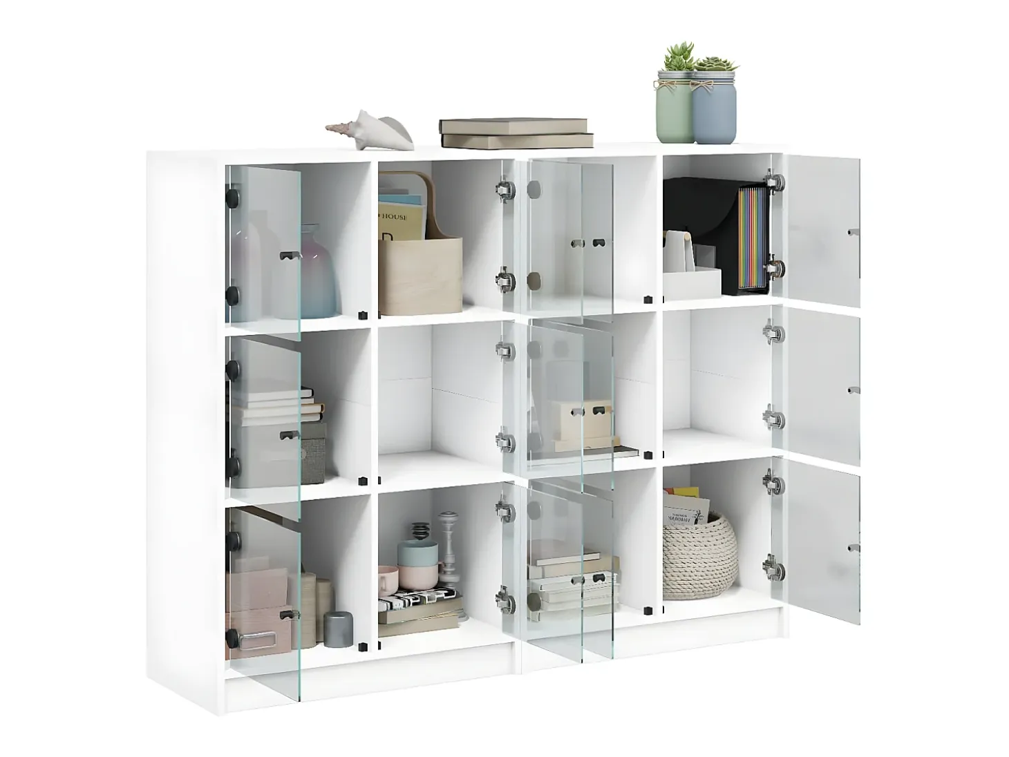 Estantería con puertas madera de ingeniería negro 136x37x109 cm