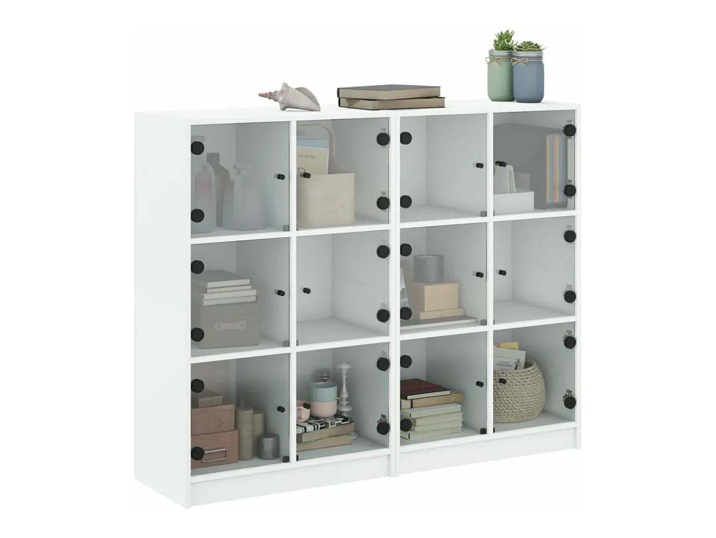 Estantería con puertas madera de ingeniería negro 136x37x109 cm