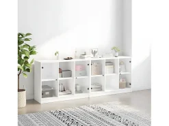 Estantería con puertas madera de ingeniería negro 204x37x75 cm